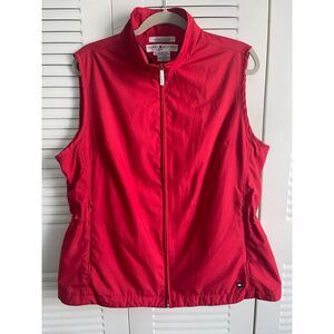 Tommy Hilfiger Women's Red Golf Vest Large Size Full Zip Sleeveless Outdoors